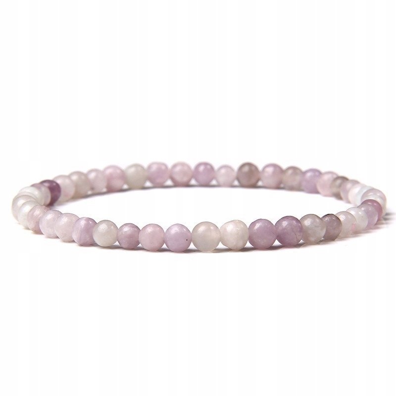 Bransoletka Damska Kamień Naturalny Lepidolit 4 mm Koraliki Elastyczna