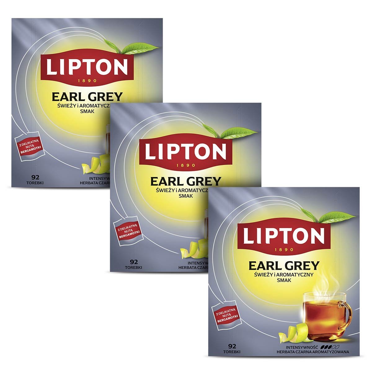 Zestaw Lipton Herbata czarna EARL GREY 3x92 torebki