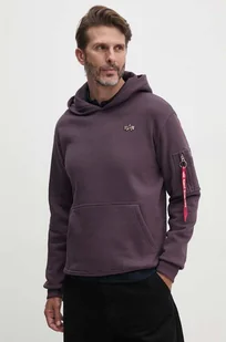Alpha Industries bluza męska kolor fioletowy z kapturem gładka 148337 - Bluzy męskie - miniaturka - grafika 1