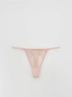Reserved - Koronkowe majtki typu stringi - pastelowy róż - Majtki damskie - miniaturka - grafika 1
