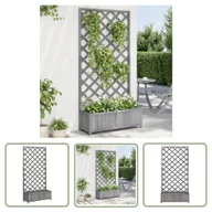 Donice - The Living Store Donica z trejażem - szara - lite drewno jodłowe - Skrzynia Na Rośliny - miniaturka - grafika 1