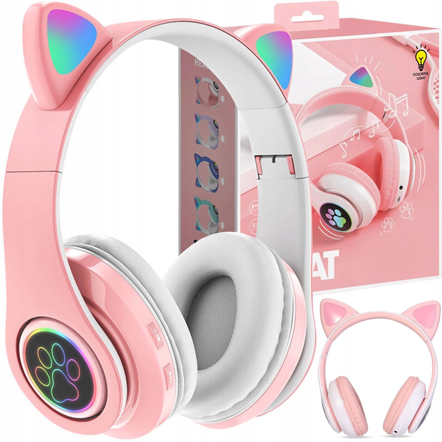 Defender dziecięce RGB z uszkami, różowe