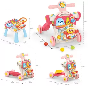 WOOPIE BABY Pchacz Chodzik Stolik Edukacyjny Hulajnoga Jeździk 4w1 - Chodziki - miniaturka - grafika 2