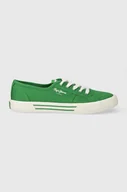 Trampki damskie - Pepe Jeans tenisówki PLS31287 damskie kolor zielony BRADY BASIC W - miniaturka - grafika 1