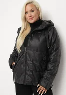 Kurtki damskie - Czarna Pikowana Kurtka Wiatrówka z Kapturem i Wsuwanymi Kieszeniami Dairel - miniaturka - grafika 1