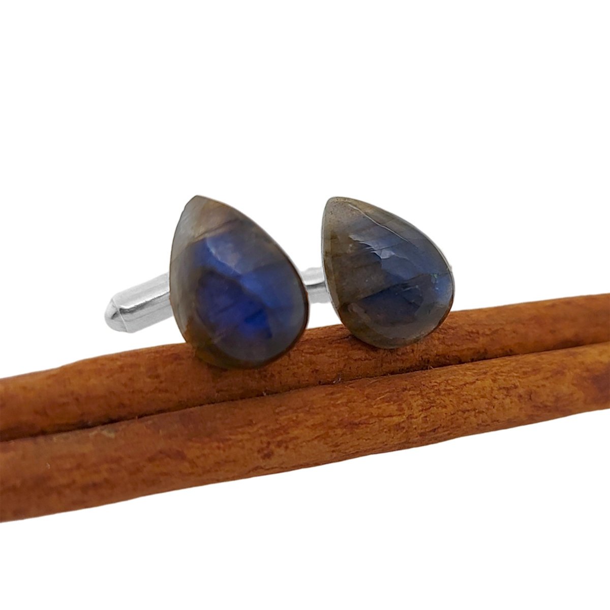 Spinki do mankietów Labradoryt Łezka (S1401) Srebrny [925]