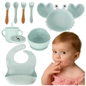 Zestawy naczyń dla dzieci - NACZYNIA SILIKONOWE dla dzieci zestaw krab akcesoria 9el. - miniaturka - grafika 1