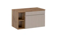 Szafki łazienkowe - Kaszmirowa Szafka Łazienkowa Pod Umywalkę Z Regałem 80 Cm Frezowany Front - miniaturka - grafika 1