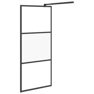 vidaXL VidaXL Ścianka prysznicowa z półką czarna, 100x195 cm ESG i aluminium - Ścianki i drzwi prysznicowe - miniaturka - grafika 6