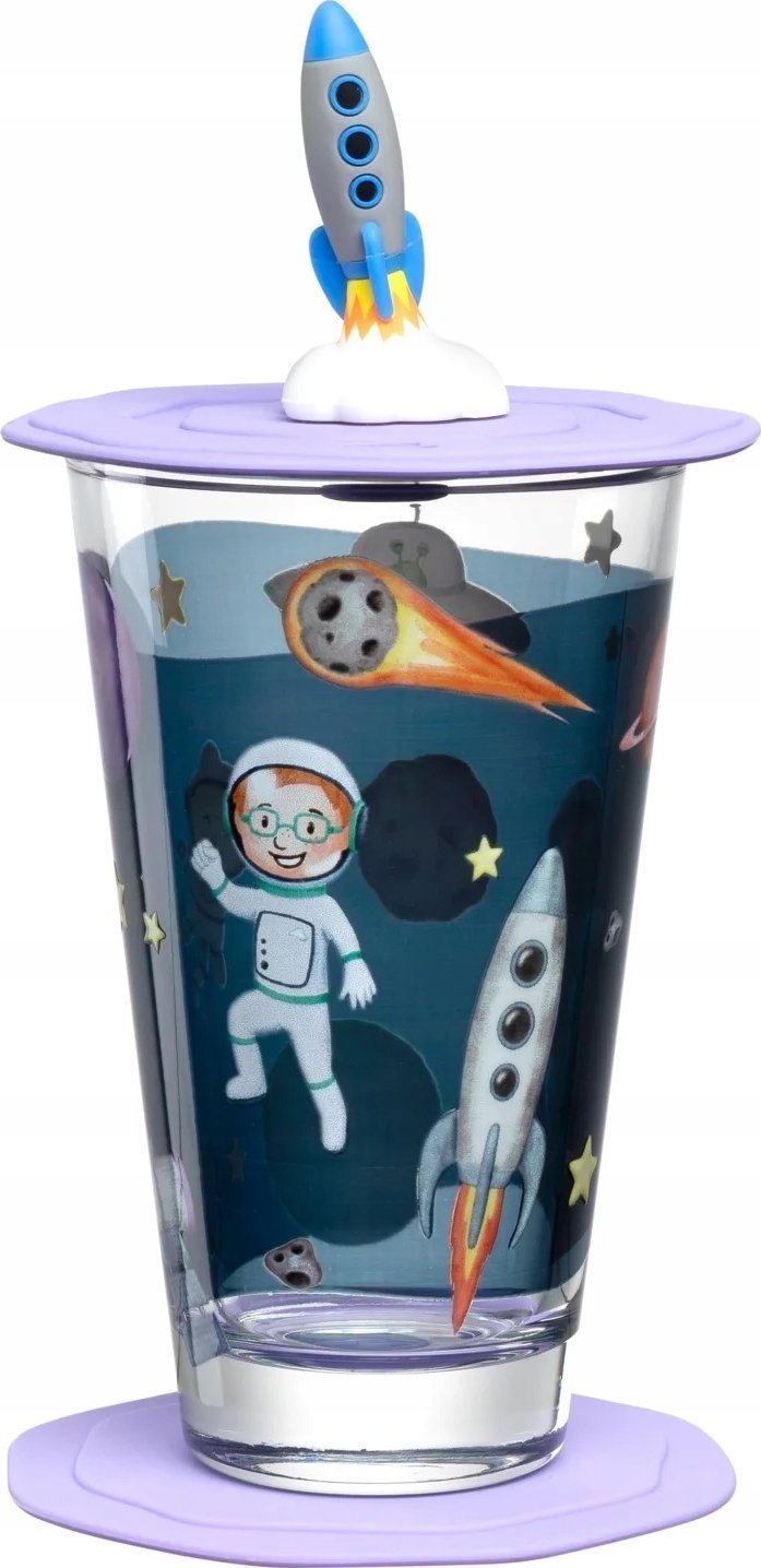 Leonardo Szklanka z pokrywą i spodkiem 300ml kosmos BAMBINI AVVENTURA - Leonardo