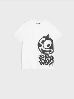 Koszulki dla chłopców - Sinsay - Koszulka Kot Feliks - biały - grafika 1