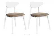 Krzesła - Krzesła drewniane białe beżowy welur 2szt RABI Konsimo - miniaturka - grafika 1