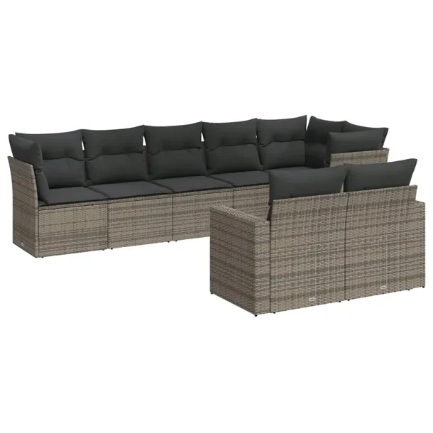 Modułowy zestaw wypoczynkowy z rattanem PE, szary, wymiary 65,5 x 62 x 69