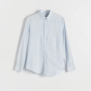 Koszule męskie - Reserved - Koszula regular z bawełny - Niebieski - grafika 1
