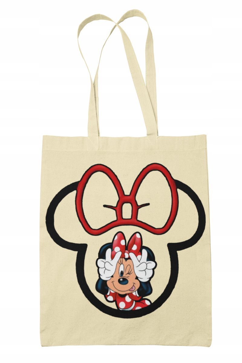 Torba Shopper-materiał-na ramie-myszka miki-minnie