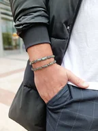 Bransolety męskie - Bransoleta Męska Labradoryt I Hematyt - L (19-20cm) - miniaturka - grafika 1