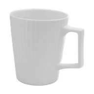 Kubki - Kubek do kawy Intirilife w kolorze białym o pojemności 400 ml - 12,5 x 7,1 / 9,4 x 10,5 cm - Kubek do herbaty z rowkowanym wzorem, kubek z uchwytem, kubek do picia kawy, herbaty, mleka, kakao i wiele więcej - miniaturka - grafika 1