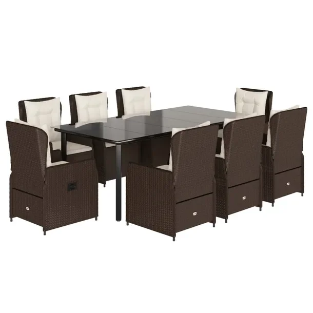 Zestaw mebli ogrodowych rattan PE czarny 200x100x74 cm, brązowe krzesła,