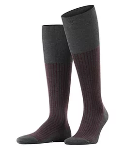 FALKE Mężczyźni Skarpety Oxford Stripe M SO Bawełna z wzorem 1 Para, Szary (Anthracite Melange 3096), 45-46 - Skarpetki męskie - miniaturka - grafika 1