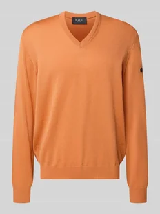 Sweter z dzianiny z żywej wełny z dekoltem w serek - Swetry męskie Sweter z dzianiny z żywej wełny z dekoltem w serek - Swetry męskie - miniaturka - grafika 1