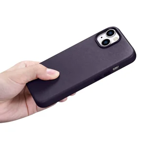 iCarer Case Leather pokrowiec etui z naturalnej skóry do iPhone 14 Plus ciemnofioletowy (kompatybilne z MagSafe) - Etui i futerały do telefonów - miniaturka - grafika 21