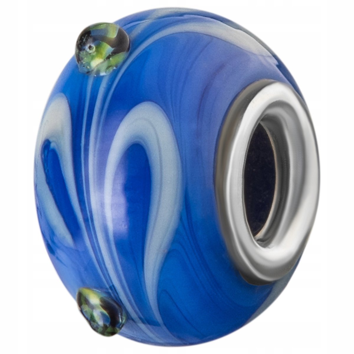 Charms Srebrny Koralik Szkło Granatowy Noc Szklany Emalia Beads SREBRO 925