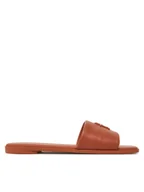 Klapki i japonki damskie - Tommy Hilfiger Klapki Th Logo Hardware Leather Mule FW0FW08806 Brązowy - miniaturka - grafika 1
