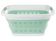 Akcesoria i części do pralek i suszarek - AQUAPUR AQUAPUR Kosz na pranie składany, 1 sztuka (Biały/miętowy) 4055334195669 - miniaturka - grafika 1