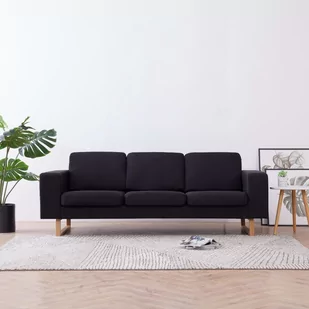vidaXL vidaXL 3-osobowa sofa tapicerowana tkaniną, czarna - Sofy i kanapy - miniaturka - grafika 1