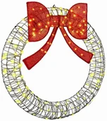 Ozdoby bożonarodzeniowe - vidaXL Wianek z 150 diodami LED Ciepła biel 120 cm rattan - miniaturka - grafika 1