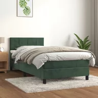 Łóżka - Łóżko kontynentalne z materacem, zielone, aksamit, 80x200 cm Lumarko - miniaturka - grafika 1