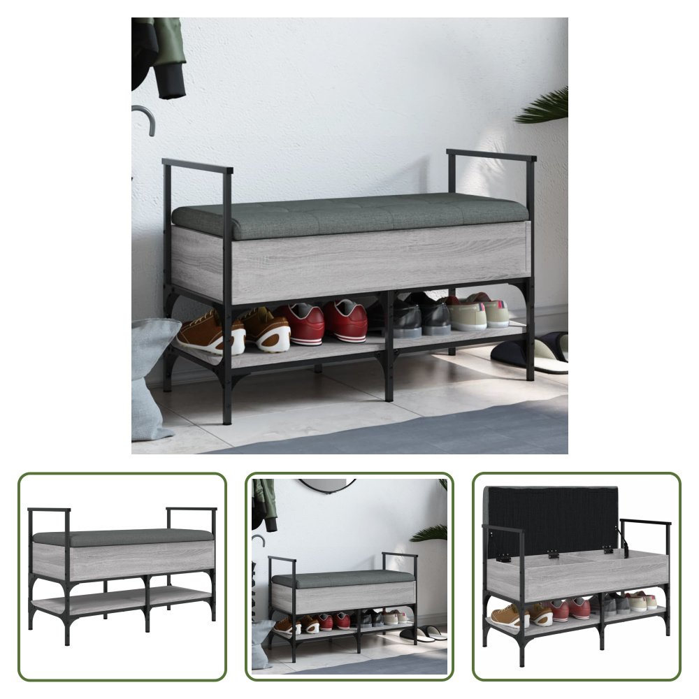 The Living Store Ławka na buty szara Sonoma 85,5x42x57,5 cm Materiał drewnopochodny
