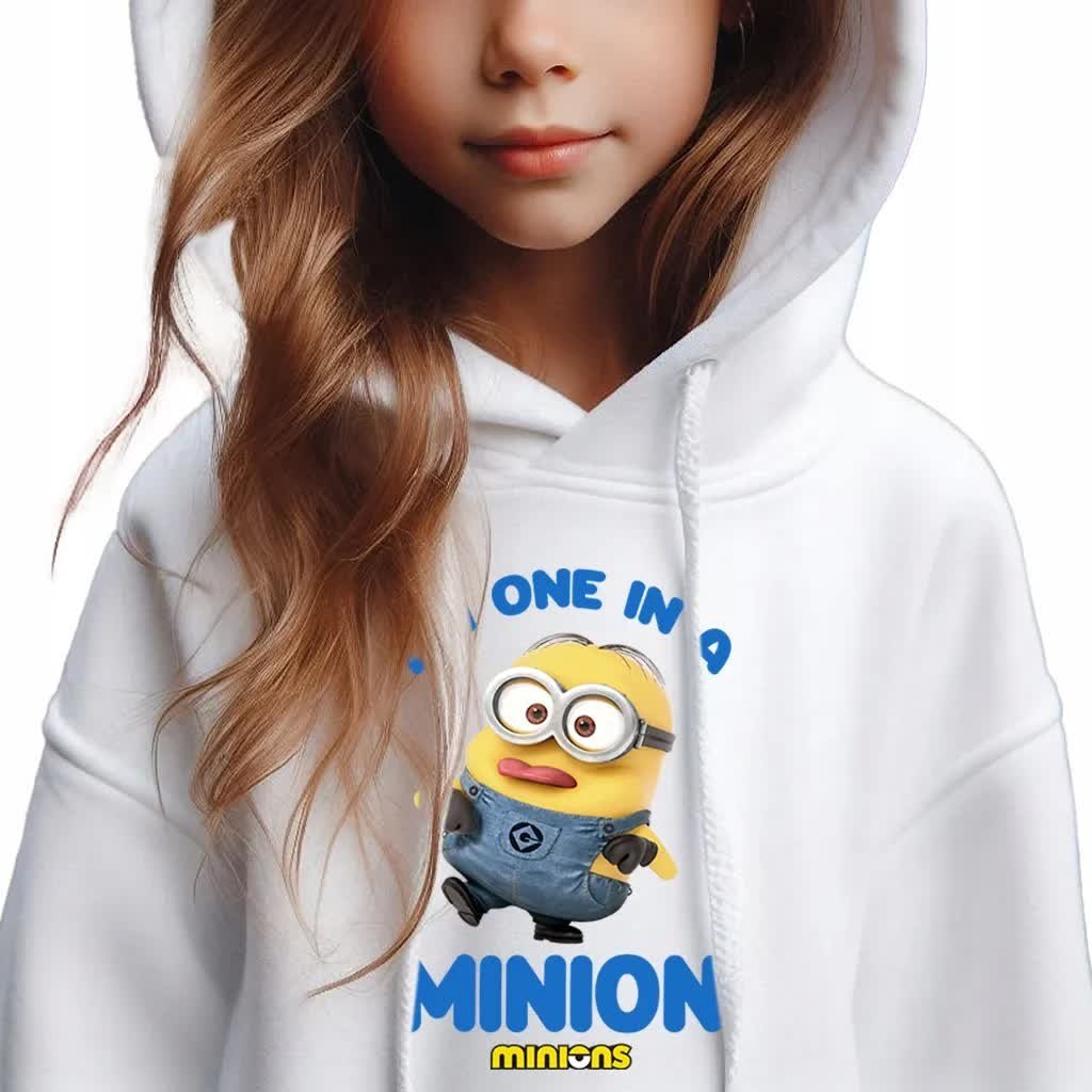Bluza Dziecięca Biała Kaptur Na Prezent I'M One In A Minion Wzory - 164