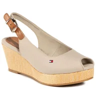 Espadryle damskie - Tommy Hilfiger Espadryle Iconic Elba Sling Back Wedge FW0FW04788 Stone AEP - miniaturka - grafika 1