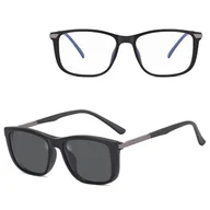 Okulary korekcyjne, oprawki, szkła - 2w1 Okulary do komputera + nakładka przeciwsłoneczna na magnes Clip-On 25160A czarny mat - miniaturka - grafika 1