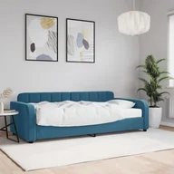 Sofy i kanapy - vidaXL Sofa z materacem do spania, niebieska, 90x200 cm, aksamit - miniaturka - grafika 1