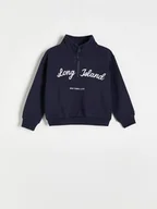 Bluzki dla dziewczynek - Reserved - Bluza z haftem - granatowy - miniaturka - grafika 1
