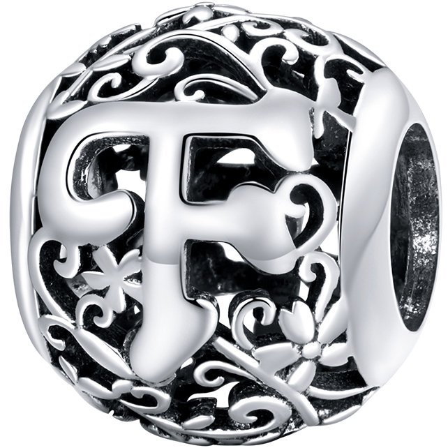 CHARMS literka F srebro pr 925 koralik zawieszka
