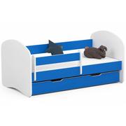 Łóżka dla dzieci i młodzieży - Łóżko dziecięce 140x70 AKORD SMILE z materacem i szufladą 80 cm - 1 szuflada, kolor Niebieski, mat - 80x144x60 cm - miniaturka - grafika 1