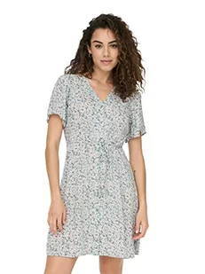 ONLY Damska sukienka ONLEVIDA S/S Short Dress WVN NOOS, Gray Mist/AOP:Flower, XXS, Szary Mist/Aop:Flower, XXS - Sukienki - miniaturka - grafika 1