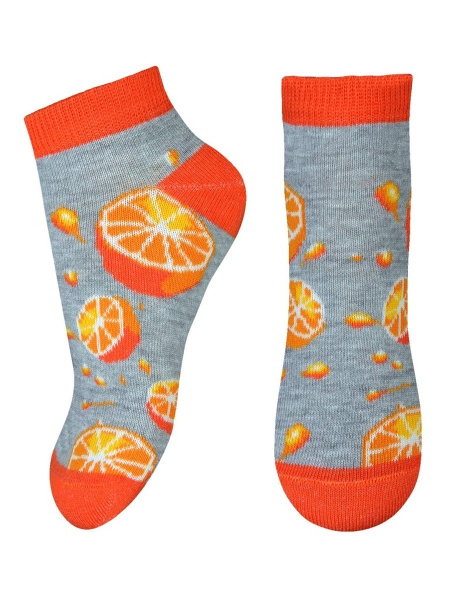 Skarpetki dziecięce pomarańcze, stopki, szare, Milusie