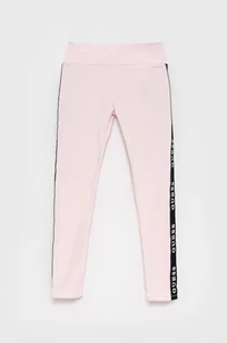 Guess legginsy dziecięce kolor różowy z nadrukiem - Spodnie i spodenki dla dziewczynek - miniaturka - grafika 1