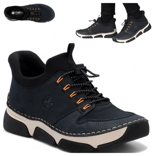 Rieker Sneakersy Damskie Sportowe Wygodne Półbuty Wsuwane Jesień Granat 37 - Półbuty damskie - miniaturka - grafika 1