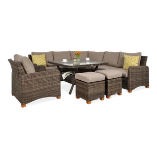 Narożnik z technorattanu TOLEDO DINING Brown - Meble ogrodowe - miniaturka - grafika 1