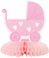Baby shower i roczek - Dekoracja stołu Wózek różowy Baby Girl - 16 cm - 1 szt. - miniaturka - grafika 1