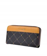 Portfele - Portfel Damski Duży Skóra Ekologiczna Puccini Brązowy Monogram Plxp0314 2 - miniaturka - grafika 1