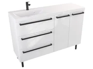 Szafki łazienkowe - Szafka Stojąca Z Umywalką ATH 120 cm SD Lewa - Biały Wysoki Połysk - Uchwyty Czarne Matowe - miniaturka - grafika 1