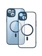 Etui i futerały do telefonów - Baseus Frame Transparent Magnetic Case and Tempered Glass set for iPhone 14 (blue) - miniaturka - grafika 1