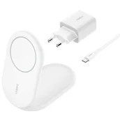Ładowarki do telefonów - Ładowarka indukcyjna BELKIN BoostCharge WIB007VFWH Qi2 15W Biały + Zasilacz 20W - miniaturka - grafika 1