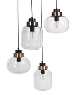 Oprawy, klosze i abażury - BELIANI Lampa wisząca szara przezroczyste szklane klosze czarne metalowa okrągłe 4-punktowe oświetlenie do mieszkania salon - miniaturka - grafika 1